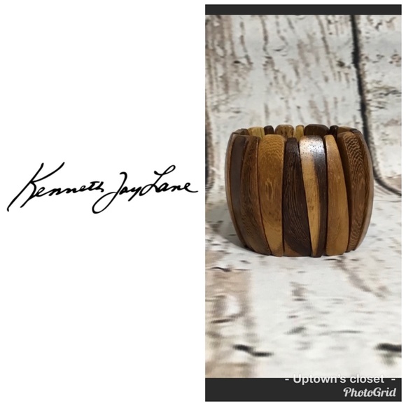Kenneth Jay Lane Jewelry - QVC KENNETH JAY LANE WOOD STRETCH BRACELET LIKENEW